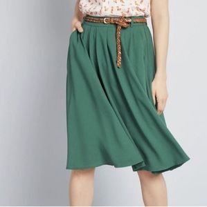 Modcloth Breathtaking in tiger lilies midi skirt green